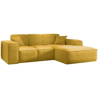 kaiser möbel Ecksofa, Eckcouch L form, Wohnzimmer Couch SIENA stoff Poso Gelb Ottomane Rechts - Gelb