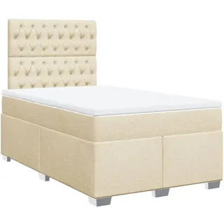 Boxspringbett mit Matratze Creme 120x200 cm Stoff - Creme