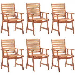 Garten-Essstühle 6 Stk. mit Kissen Massivholz Akazie - Creme, Bunt