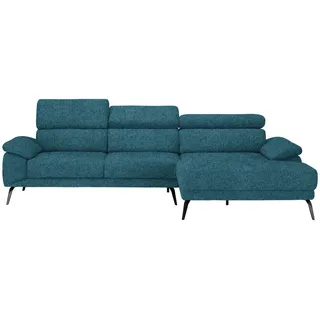 Novel Ecksofa , Petrol , Textil , Ottomane rechts, L-Form , 295x187 cm , Typenauswahl, Lederauswahl, Stoffauswahl, seitenverkehrt erhältlich, Hocker erhältlich, Rücken echt , Wohnzimmer, Sofas & Couches, Wohnlandschaften, Ecksofas