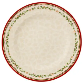 Villeroy & Boch Winter Bakery Delight Speiseteller Sternschnuppe 27 cm, Premium Porzellan, Weiß/Rot/Beige