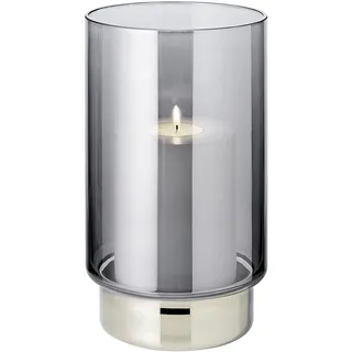 EDZARD Windlicht Isla (H 21 cm), mundgeblasenes Dunkles Kristallglas mit Platinrand