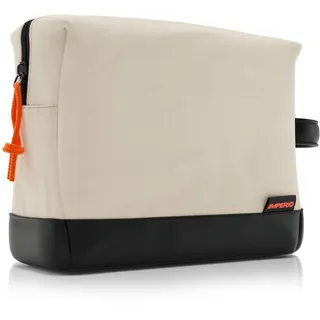 IMPERIO Kulturbeutel für Damen, Herren & Kinder - Stylische Design Kosmetiktasche aus strapazierfähigem Premium Canvas & veganem Kunstleder - wasserdicht mit 5 Liter Stauraum (Sand)