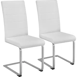 Tectake tectake® Set Schwingstuhl, gepolstert mit Kunstlederbezug, flaches Stahlgestell in C-Form, 41 x 52 x 99 cm