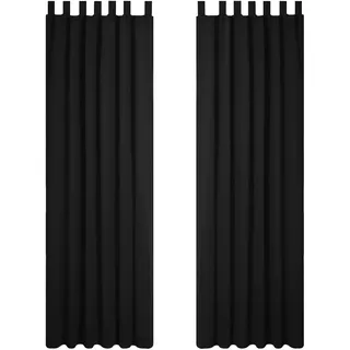 Deconovo Verdunkelungsvorhang Schlaufen Dicke Gardinen Schlafzimmer Thermogardine Schlaufen Schlaufenschal, 245x140 cm(HöhexBreite), Schwarz, 2er Set