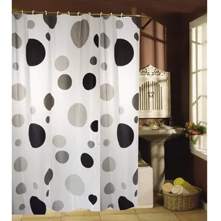 MSV Duschvorhang Kreise 180 x 200 cm schwarz/weiß
