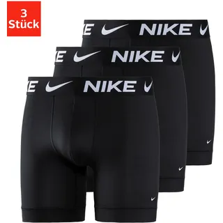 Boxer NIKE UNDERWEAR "BOXER BRIEF 3PK", Herren, Gr. L, 3 Stk., schwarz (3x schwarz), Jersey, Obermaterial: 92% Polyester, 8% Elasthan, körpernah, Unterhosen Boxer, mit Logo-Elastikbund