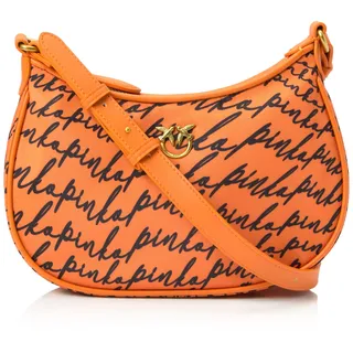 Pinko Damen Half Moon Mini FL Recyceltes Nylon St. Logo Tasche, Azel_orange/schwarz-schwarz