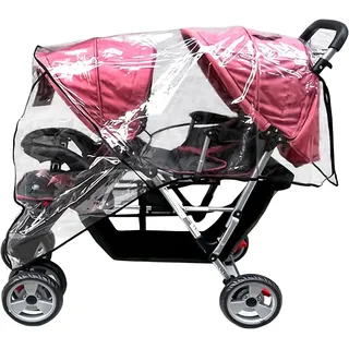 YJZQ Universal Regenschutz für Zwillinge Doppelkinderwagen Staubhülle für Buggy und Sportwagen Geschwister-Buggy Weicher Ungiftiger Regenverdeck Transparent Regen Abdeckung Staubschutz