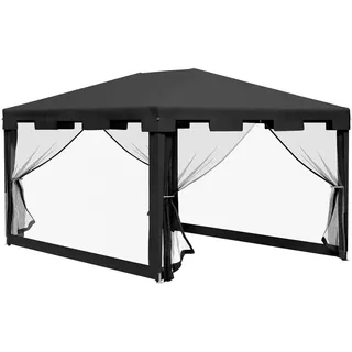 Outsunny Pavillon Partyzelt Metall PE Dunkelgrau , Dunkelgrau, Schwarz , Metall, Kunststoff , 295x255x395 cm , Sonnenschutz, Pavillons