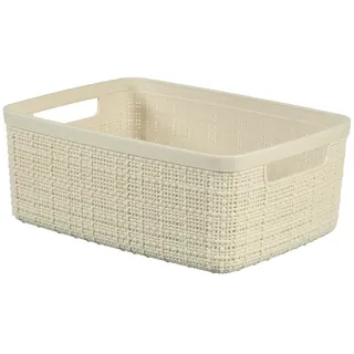 Curver Jute Korb aus 100% recyceltem Kunststoff, rechteckig, 5 l, Gebrochenes Weiß, S (Packung mit 6)