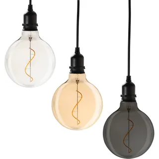 AMARE 3er Set Glaskugel Glow klar, gold & smoky mit Netzstecker, 9000-1018-777, Mehrfarbig, Netzbetrieb