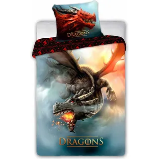 OEM Dragons 028 Drache Blau 140 x 200 cm + 70 x 90 cm