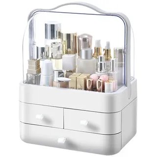 RMAN Make Up Kosmetik Organizer, Schubladen Beauty Aufbewahrung Schmink Organizers Staubdicht mit Deckel Hohe Kapazität Kosmetikbox für Schlafzimmer, Badezimmer, Schminktisch (Weiß)
