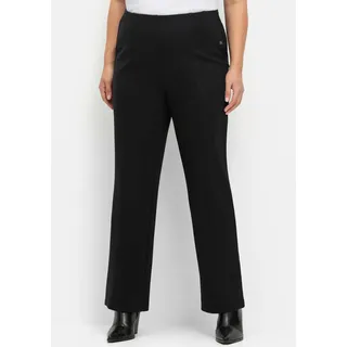 Jerseyhose SHEEGO, Damen, Gr. 40, Normalgrößen, schwarz, 60% Viskose, 35% Polyamid, 5% Elasthan, unifarben, Hosen Jerseyhose