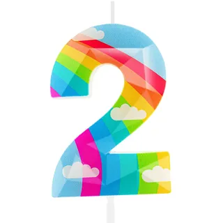 Geburtstagskerzen Nummer 2 Regenbogen 3D entworfen Kerzen Kuchen Dekorationen Happy Birthday Kerze für Mädchen Junge Frauen Jahrestag Feiern Party Supplies