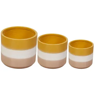 Romimex Blumentopf-Set, Gelb, Beige, Keramik, 3-teilig