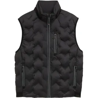 Steppweste TOM TAILOR, Herren, Gr. M, schwarz, Obermaterial: 100% Polyester. Futter: 100% Polyester, Strukturmuster, regular fit taillenbedeckt, Westen Steppweste, mit Reißverschluss Taschen