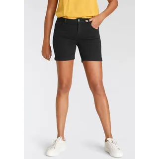 Jeansshorts ARIZONA "Ultra-Stretch", Damen, Gr. 44, N-Gr, schwarz (schwarz schwarz), Jeans, Obermaterial: 74% Baumwolle, 24% Polyester, 2% Elasthan, Basic, extraeng kurz, Jeans Jeansshorts, extra eng geschnitten, krempelbare Beinabschlüsse, Topseller