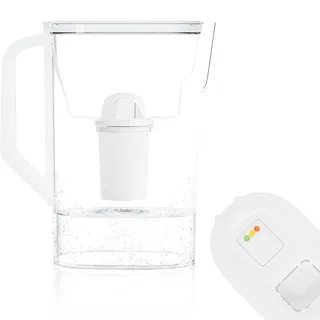Wessper Karaffe für Kühlschranktür 2,7L, kompatibel mit Brita Classic filterkartuschen, Wasserfilter Kanne mit Filterverschleißanzeige, Set Filterkanne+ Filter, Weiß