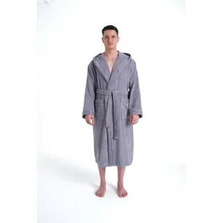 Bruno Banani Herrenbademantel »Clement«, (1 St.), 100% Baumwolle, einfarbig, glänzende Streifen-Bordüre, Taschen, S-4XL Bruno Banani grau XXXL