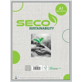 SECO Stewart Superior A1-Bilderrahmen aus gebürstetem Aluminium mit Perspex -Sicherheitsglas - Silber