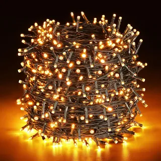 ELKTRY 1000 LED Lichterkette Outdoor, 100m Warmweiß mit Memory, 8 Modi | Cluster Lichterkette Mit Stecker, Wasserdicht IP44, Speicherfunktion, Außen Innen Für Advent, Garten, Balkon, Weihnachtsbaum