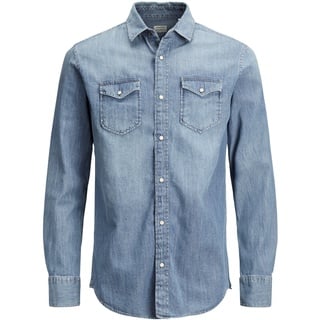 JACK & JONES Jeanshemd Heridan Shirt in blauem Used-Optik-XS