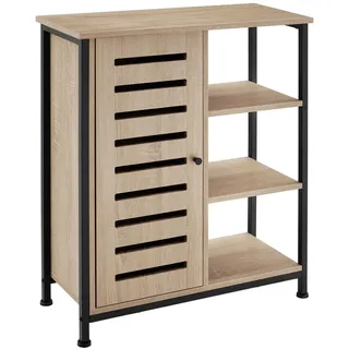 tectake Sideboard , mit höhenverstellbaren Kunststofffüßen, 70 x 32 x 82 cm, Industrial Holz hell, Eiche Sonoma , Naturfarben , Holzwerkstoff , Beton Optik , Rechteckig , 71x82x32 cm , Kleinmöbel, Kommoden, Highboards