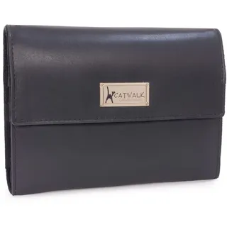 Catwalk Collection Handbags - Damen Schmuckrolle Mittelgroß - Schmucktasche/Schmucketui für Reise - Leder und Wildleder - Chanelle - Schwarz