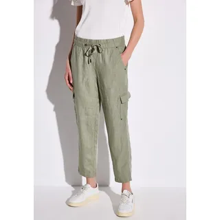 STREET ONE Damen A378741 Leinenhose im Cargo-Look, Pale mud Green, 44W x 28L