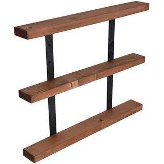 [en.casa] Wandregal Morsø , Naturfarben , Holz , Kiefer , 3 Fächer , 75x60x8.5 cm , Wohnzimmer, Regale, Wandregale