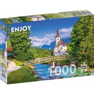 Puzzle, 1000 Teile – „Enjoy“ – Kleine Kirche in Ramsau, Deutschland