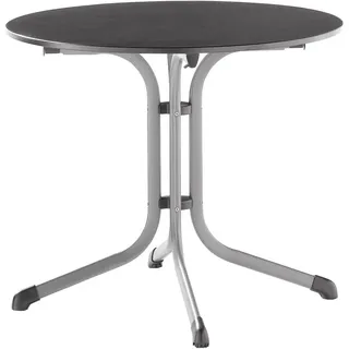 Sieger Gartentisch , Anthrazit , Holzwerkstoff , rund , Flachrohr , 73 cm , gastro- und objekttauglich, klappbar, wetterbeständig , Gartenmöbel, Gartentische, Gartentische
