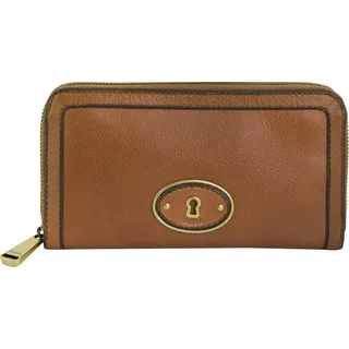 Damen-Geldbörse Fossil Wmns Leather Wallet Vri Zip Clutch Camel Brown