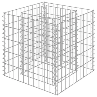 vidaXL Gabionen-Hochbeet Verzinkter Stahl 50/50/50 Cm , Silberfarben , Metall , Quadratisch , 50x50x50 cm , Gartenzubehör, Hochbeete