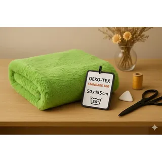 StoffBook BÄRCHENFELL TEDDYFELL FELL STOFF FELLIMITAT (Kiwi, 50x155cm)