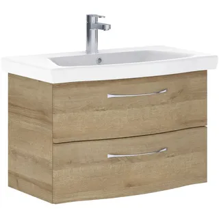 Pelipal Waschtischkombi , Eichefarben , Metall , 2 Schubladen , 82 cm , Made in Germany , hängend, Typenauswahl , Badezimmer, Waschbecken & Armaturen, Waschtische