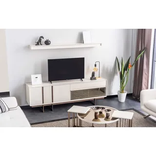 Wohnwand Designer TV-Lowboard Moderne Regale Robuste Möbel JVmoebel - Beige