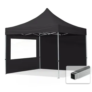TOOLPORT Faltpavillon 3 x 3 m inkl. 2 Seitenteile Schwarz