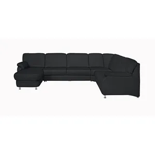 Beldomo Premium Wohnlandschaft , Schwarz , Metall , Echtleder , Longlife-Leder , U-Form , 329x239 cm , Goldenes M , erweiterbar, Typenauswahl, Bettkasten erhältlich, Fußauswahl, Lederauswahl, planbar, seitenverkehrt erhältlich, Bettfunktion erhältlich, Hocker erhältlich, Rückenfutter , Wohnzimmer, Sofas & Couches, Wohnlandschaften, Wohnlandschaften in U-Form