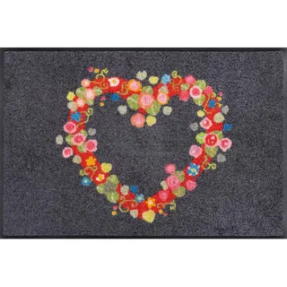 wash+dry FUßMATTE , Grau , Textil , Herz , rechteckig , 50x75 cm , Oeko-Tex® Standard 100 , für Fußbodenheizung geeignet, pflegeleicht , Teppiche und Böden, Schmutzfangmatten, Fußmatten
