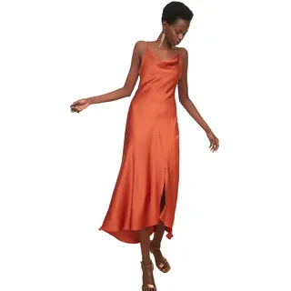 TRENDYOL Damen Degaje-kragenkleid. Dress Nacht, Zimt, 42