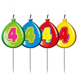 Folat 4 Zahlenkerzen * Zahl 4 * ┃ Ballon Design ┃ 4. Geburtstag ┃ Kindergebu