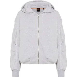 Kapuzensweatjacke BOSS ORANGE "Elendy Premium Damenmode", Damen, Gr. S (36), open grau 061, Sweatware, Obermaterial: 85% Baumwolle, 13% Polyamid, 2% Elasthan, unifarben, loose fit normal, Rundhals, Rippstrickbündchen, Sweatjacken Kapuzensweatjacke, im Balloon Fit