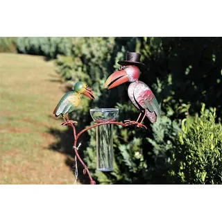Unbekannt REGENMESSER Rabe - Echtglas, Metall - Gartenstecker/Regenmesser - Bunt - 136 cm hoch