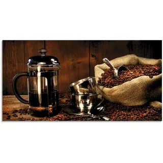 ARTland Glasbild »Sack Kaffeebohnen mit Presse«, Getränke, (1 St.), in verschiedenen Größen, braun