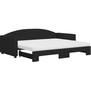 vidaXL Tagesbett Ausziehbar mit Matratzen Schwarz 90x200 cm Stoff - Schwarz