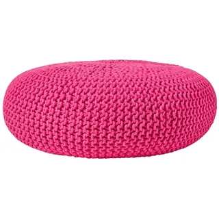 Homescapes Strick-Pouf Baumwolle 70 x 23 x 70 cm Pink