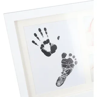 Baby-Tinten-Hand- und Fußabdruck-Set, Holzrahmen, Handabdruck-Andenken für neugeborene Haustiere, weiße schwarze Patrone